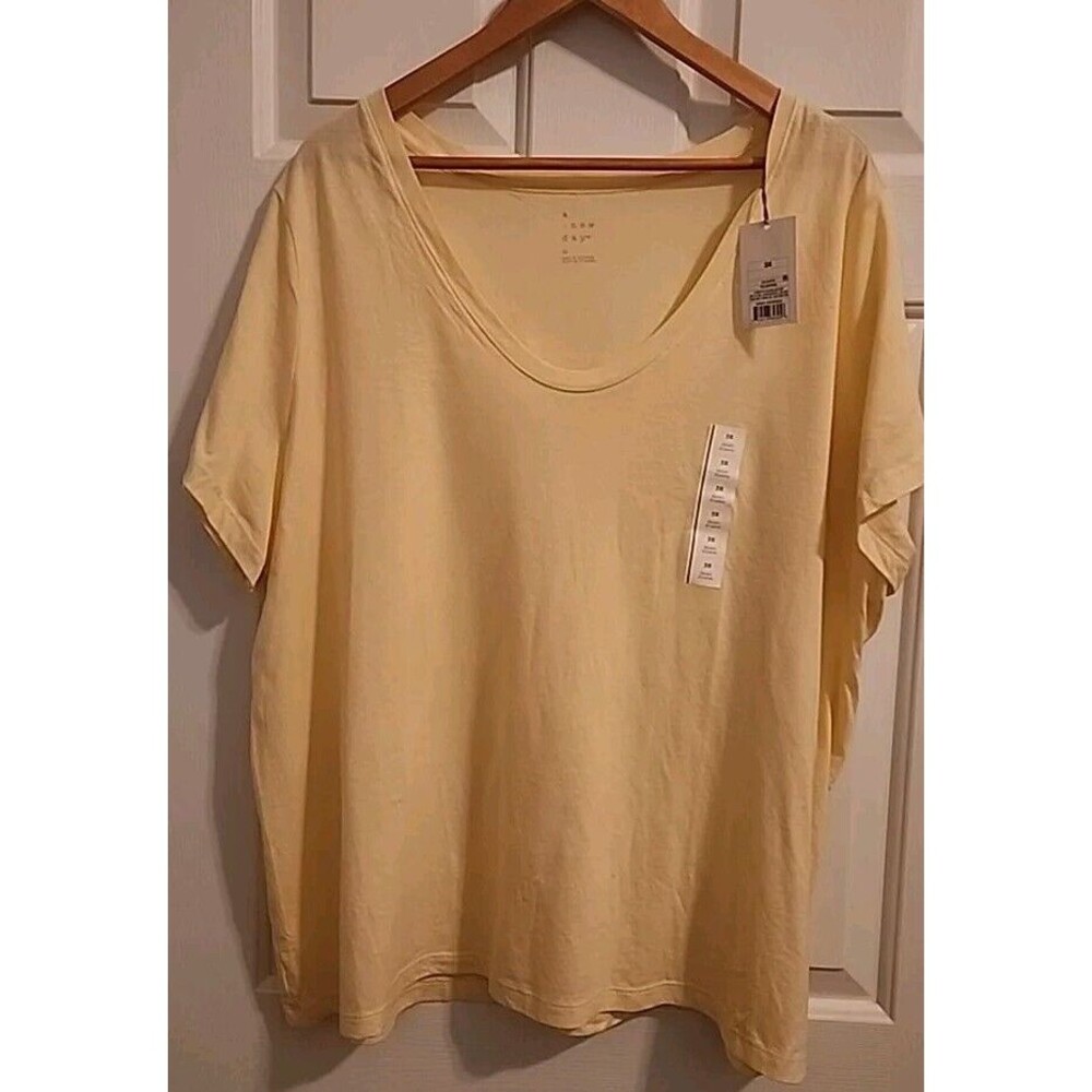 A New Day Womens Basic T-Shirt 3X Yellow Minamalist Top